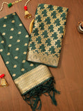 Indiehaat | Banarasi Silk Brocade Dupatta Green