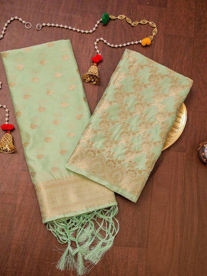 Indiehaat | Banarasi Silk Brocade Dupatta Green