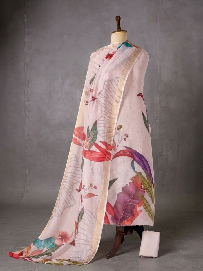 Indiehaat | Brocade Weaving Linen Suit Beige