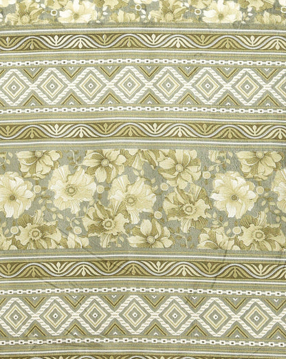 Indiehaat | Kashmiri Silk Printed Saree Olive Green & Dar