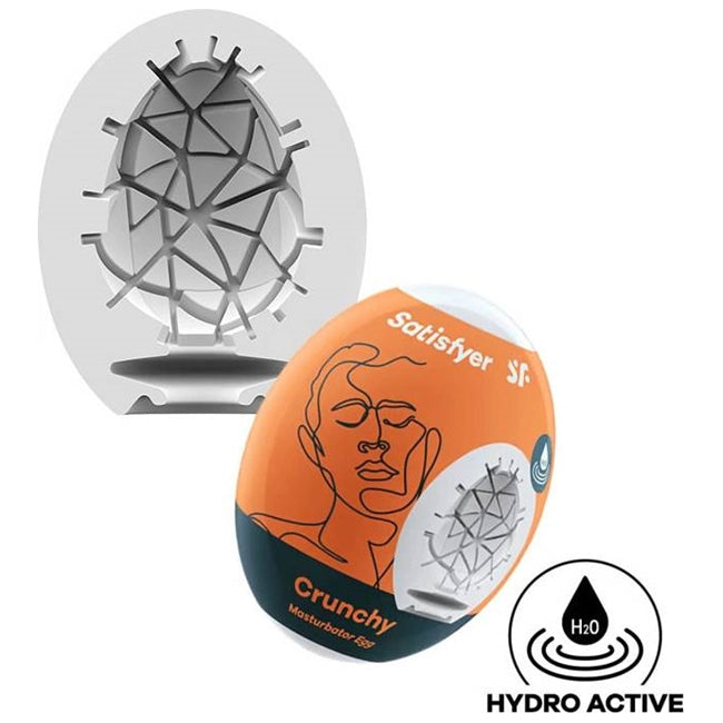Ou masturbator SATISFYER Crunchy Egg, de unică folosință, interior texturat, material flexibil TPE (portocaliu)&nbsp;
