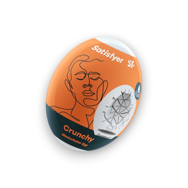 Ou masturbator SATISFYER Crunchy Egg, de unică folosință, interior texturat, material flexibil TPE (portocaliu)&nbsp;