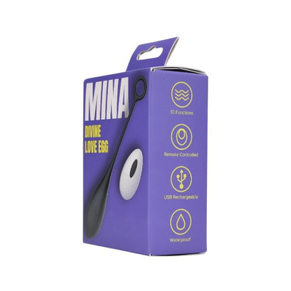Ou vibrator MINA Divine Love Egg, control prin telecomandă, 10 funcții de vibrație, rezistent la apă, negru