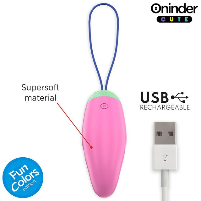Ou vibrator ONINDER Love Pleasure Fun Colors, control prin aplicație, cu funcție de rotație 360°, din silicon, roz deschis