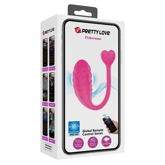 Ou vibrator SMART PRETTY LOVE - Fisherman, pentru stimulare sexuala feminina, roz, 12 functii de vibratie