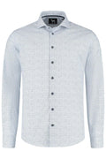 Overhemd Bloemprint blauw-wit, katoenen overhemd met blauw-witte bloemprint, stijlvol en comfortabel.