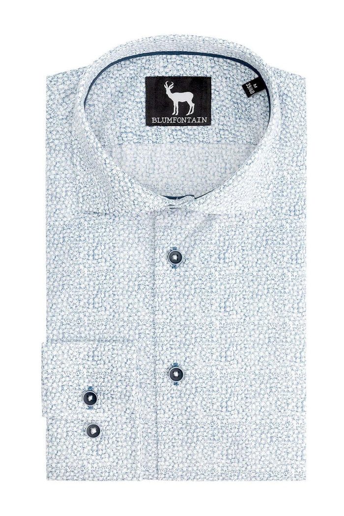 Overhemd Bloemprint blauw-wit, katoenen shirt met blauw-witte bloemprint en comfortabele pasvorm.
