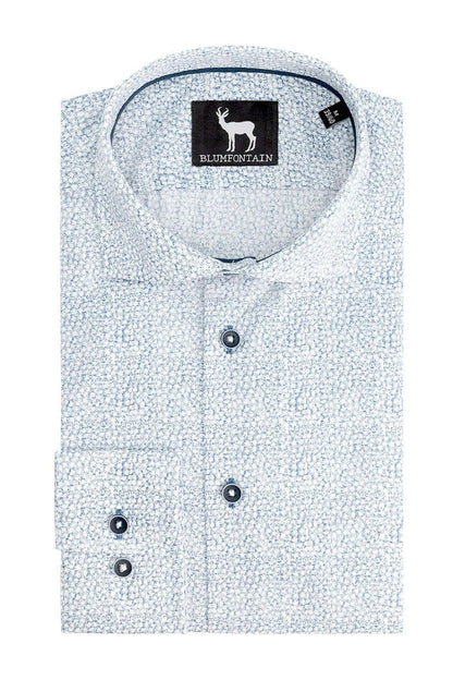 Overhemd Bloemprint blauw-wit, katoenen shirt met blauw-witte bloemprint en comfortabele pasvorm.