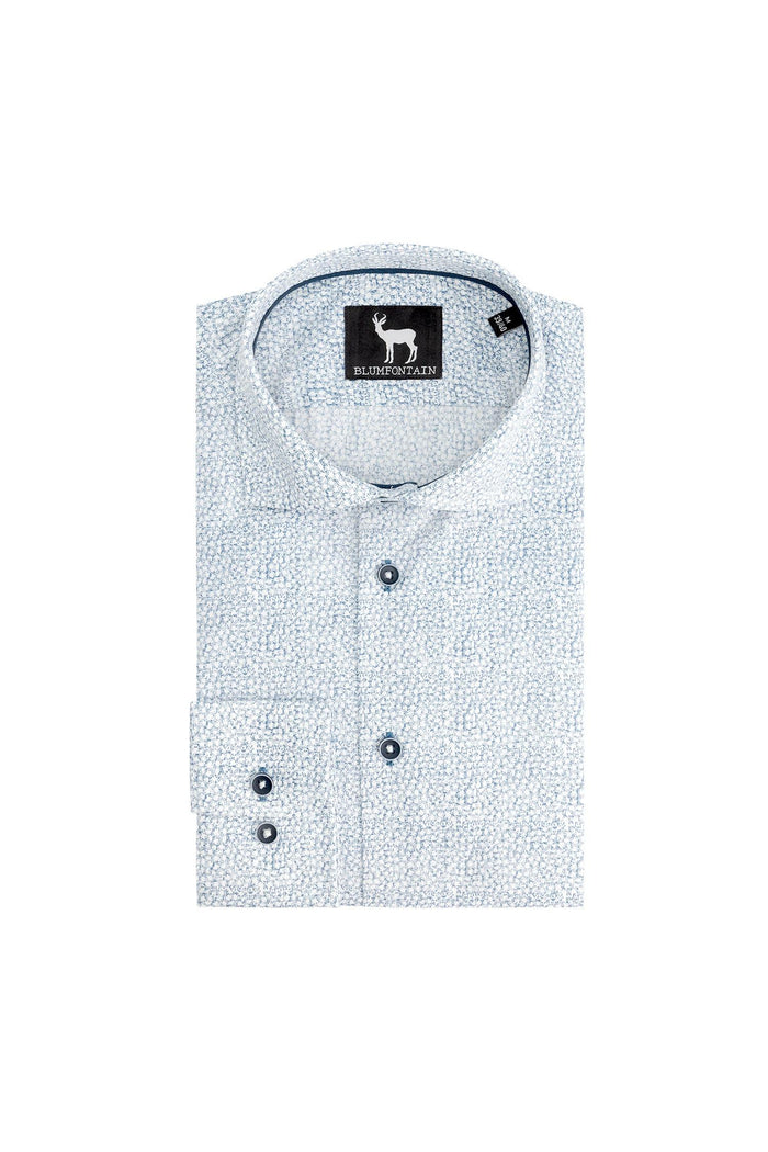 Overhemd Bloemprint blauw-wit, katoenen shirt met blauw-witte bloemprint, comfortabel en stijlvol.