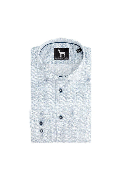 Overhemd Bloemprint blauw-wit, katoenen shirt met blauw-witte bloemprint, comfortabel en stijlvol.