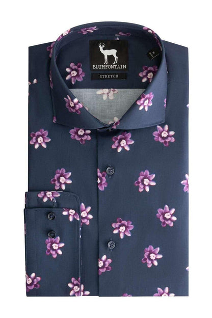 Overhemd Blumfontain bloemprint paars