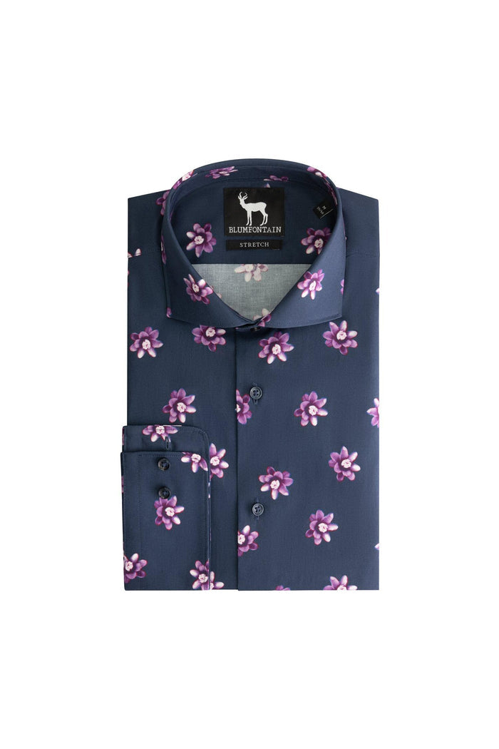 Overhemd Blumfontain bloemprint paars