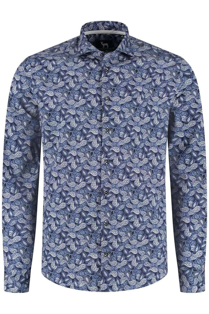 Overhemd Blumfontain paisleyprint blauw