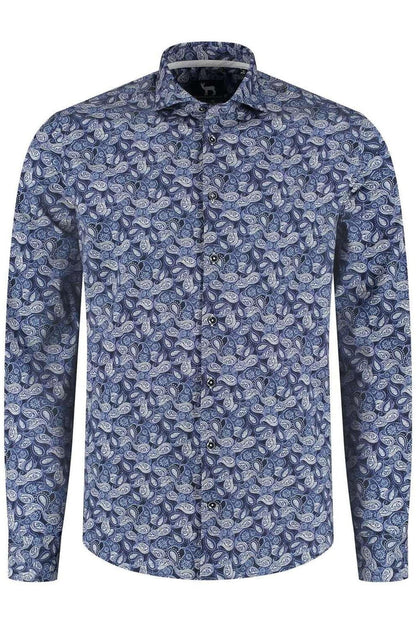 Overhemd Blumfontain paisleyprint blauw