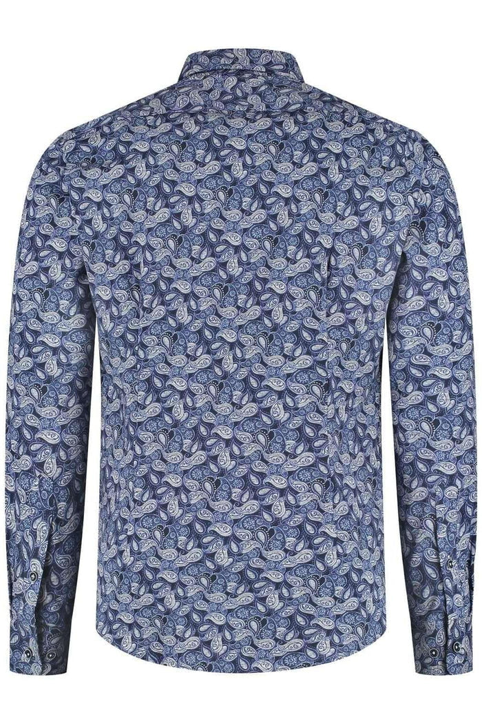 Overhemd Blumfontain paisleyprint blauw