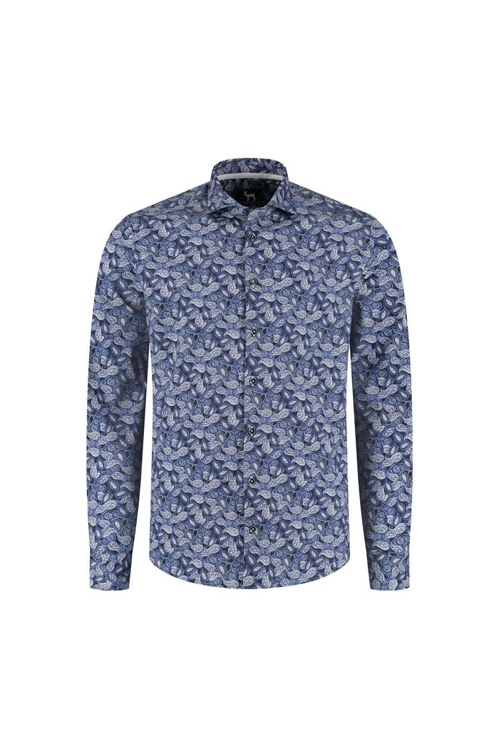 Overhemd Blumfontain paisleyprint blauw