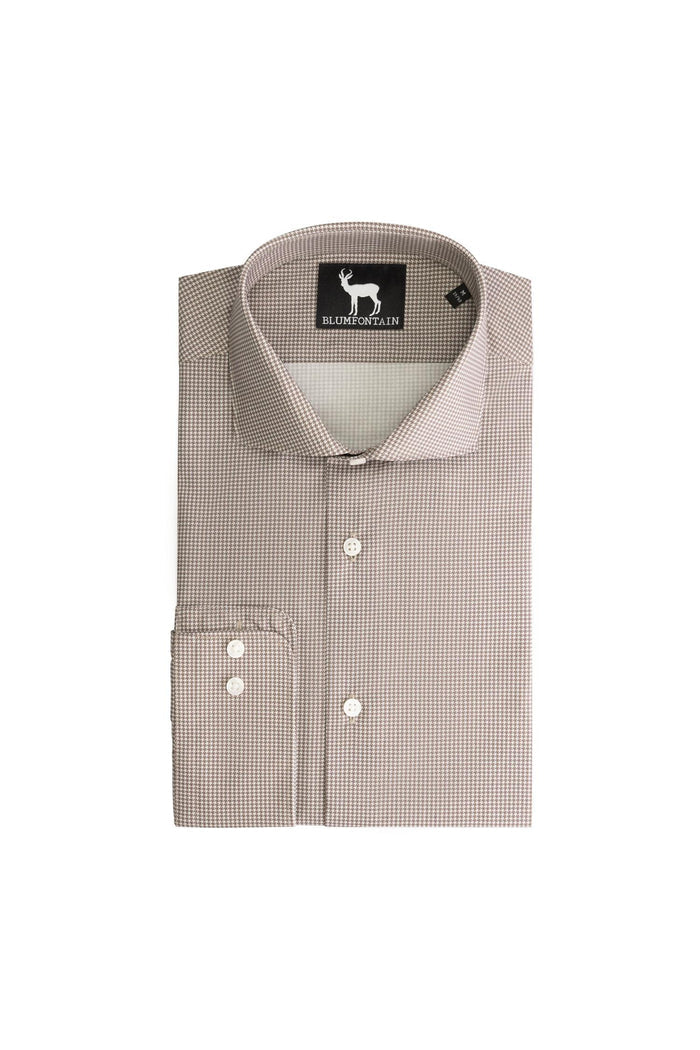 Overhemd Blumfontain pied-de-poule taupe