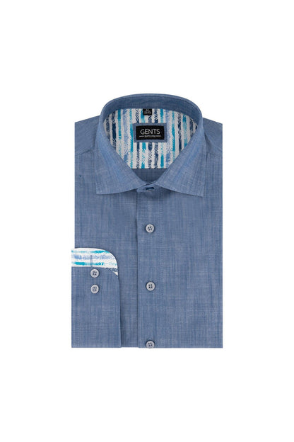 Overhemd linnenlook blauw, lichtgewicht en ademend katoenen shirt met stijlvolle binnenvoering.