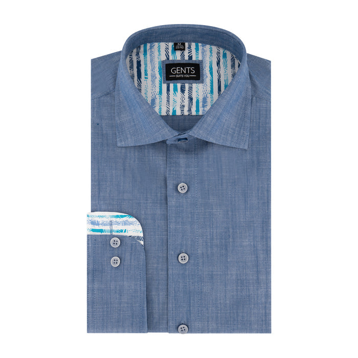 Overhemd linnenlook blauw