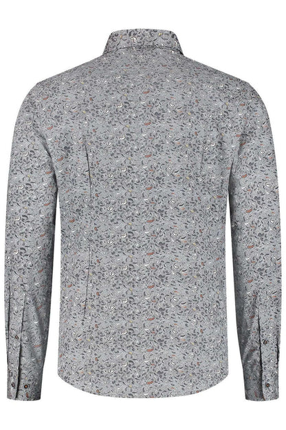 Overhemd Paisleyprint zwart-grijs, ademend katoen met stijlvol paisleyprint design.