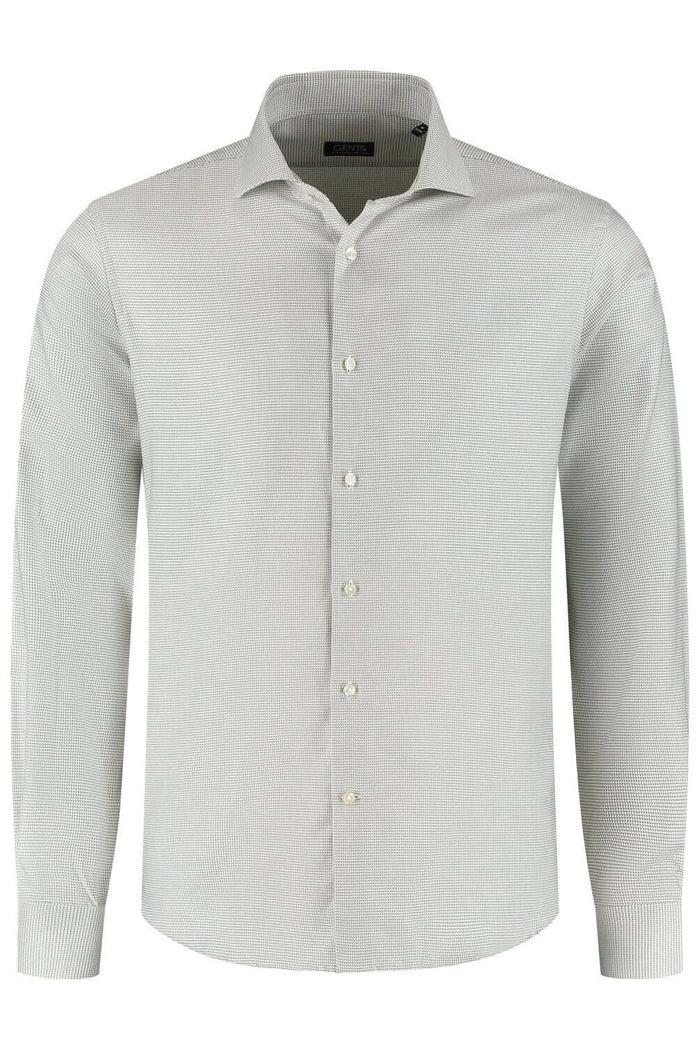 Overhemd pijl taupe, modern fit, taupe katoen met microdessin en spreadkraag, stijlvolle herenmode.