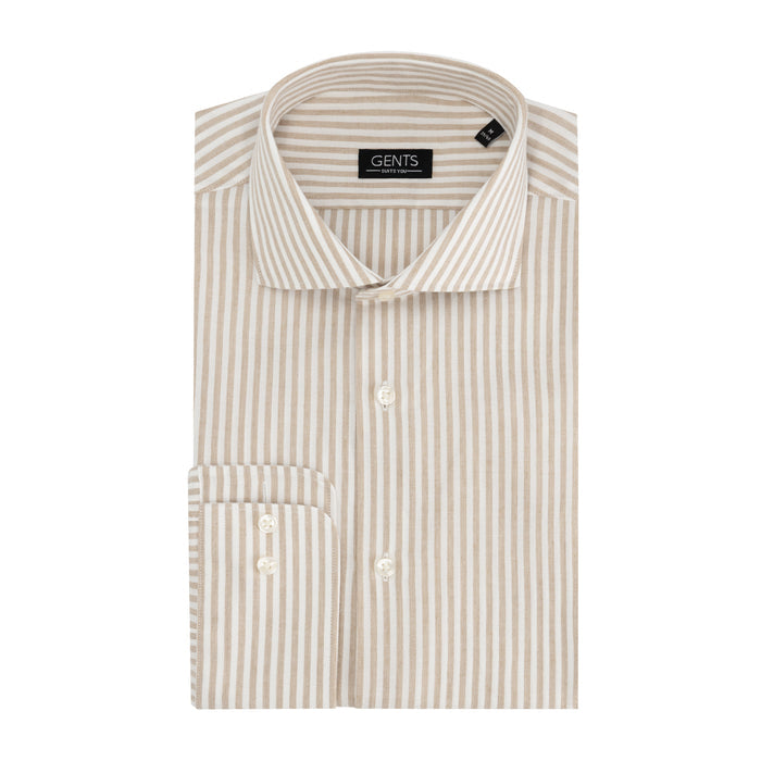 Overhemd streep wit-beige