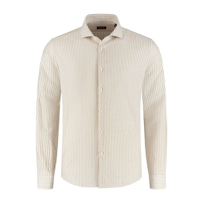 Overhemd streep wit-beige