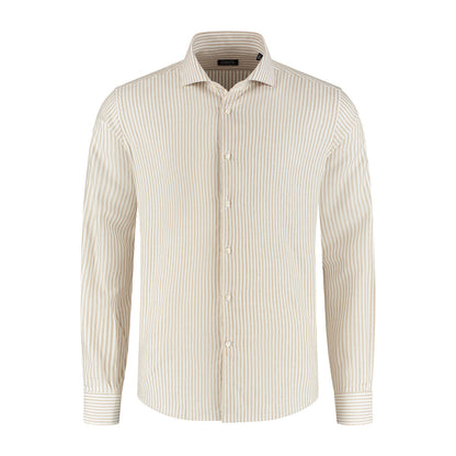 Overhemd streep wit-beige