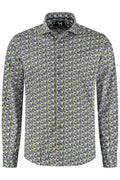 Overhemden Floral groen: Katoenen overhemd met groene bloemenprint in ademend en non-iron design.