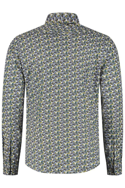 Overhemden Floral groen: Katoenen overhemd met groene bloemenprint, ademend en non-iron.