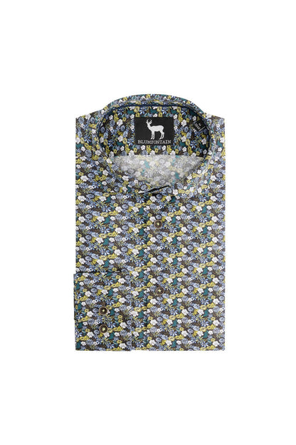 Overhemden Floral groen, katoenen overhemd met groene bloemenprint, ademend en non-iron.
