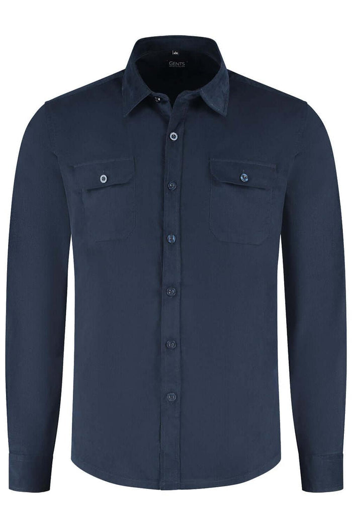 Overshirt corduroy blauw, donkerblauw corduroy overshirt van katoen met knoopsluiting.