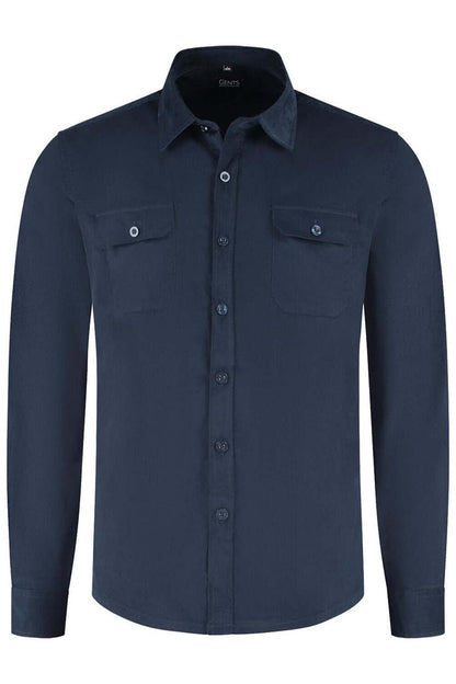 Overshirt corduroy blauw, donkerblauw corduroy overshirt van katoen met knoopsluiting.