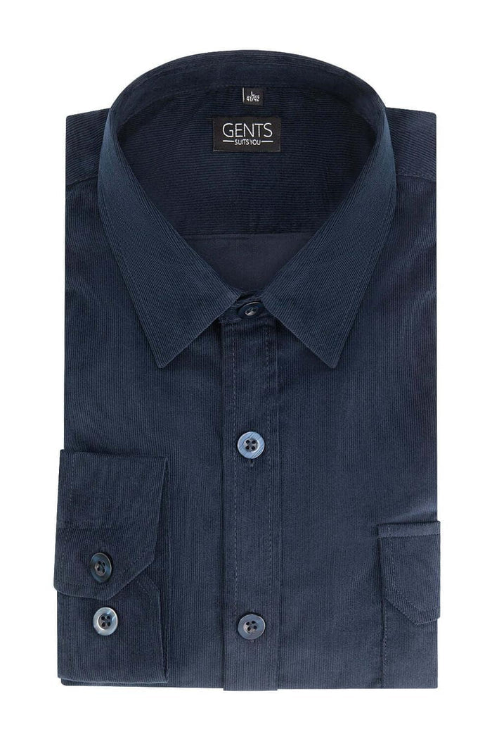Overshirt corduroy blauw donkerblauw katoenen overshirt met knoopsluiting, perfecte casual look.