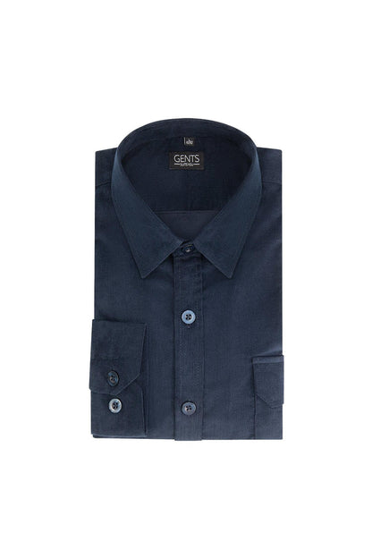 Overshirt corduroy blauw, donkerblauw corduroy overshirt met knoopsluiting, 100% katoen.