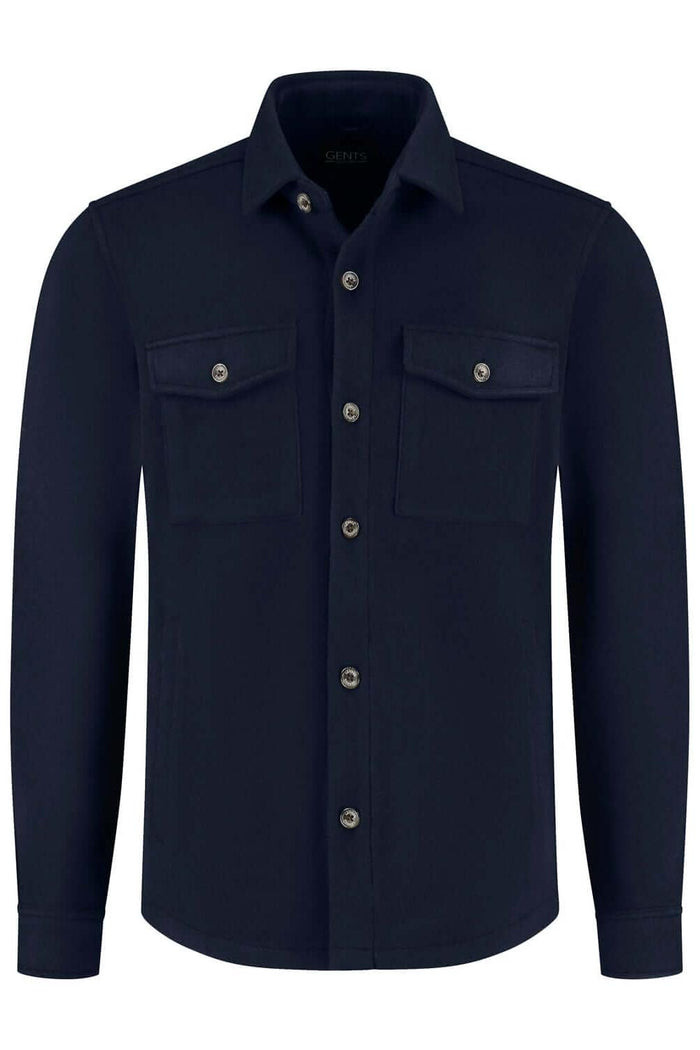 Overshirt navy, diepblauwe overshirt GENTS met borstzakken en knoopsluiting.
