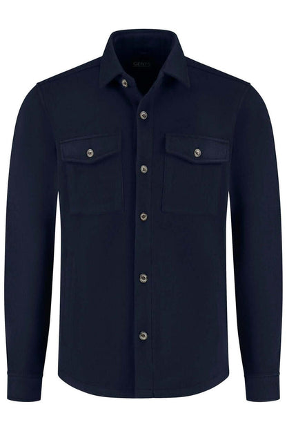 Overshirt navy, diepblauwe overshirt GENTS met borstzakken en knoopsluiting.