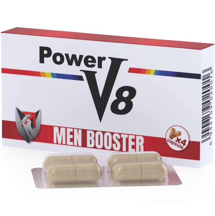 Pachet pentru bărbați: Capsule potență Power V8, 4 buc + Spray Super Dooz 34000, 45 ml