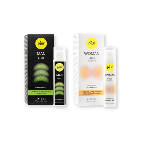 Pachet pentru cupluri: Gel bărbați PJUR Man Lust, 15 ml + Gel femei PJUR Lust Intense, 15 ml