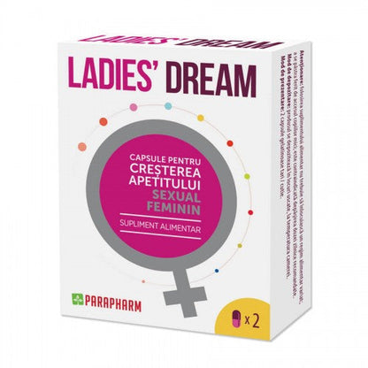 Pachet pentru femei: Capsule afrodisiace LADIES DREAM, 2 buc + Picaturi Libido Elixir For Women, 30 ml