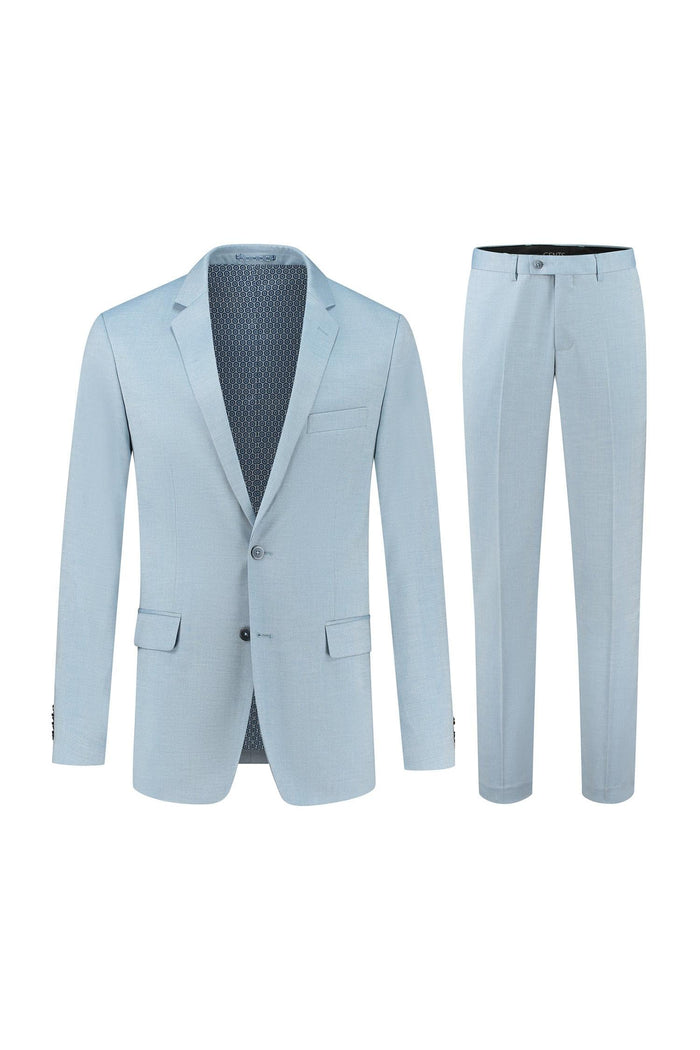Pak 2-D wolmix ijs-blauw moderne 2-delige wolmix outfit in ijsblauw, perfect voor elke gelegenheid.