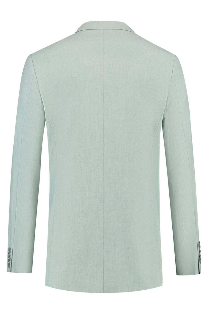 A back view of a slim-fit jasje from a Pak 2-delig dusty groen for spring and summer fashion.