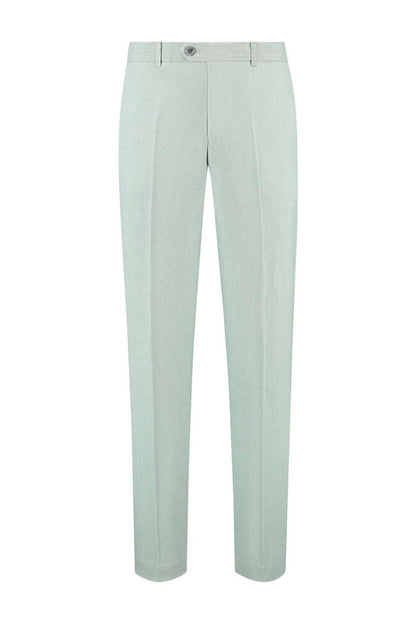 Pak 2-delig dusty groen slim-fit pantalon in lichte kleur voor lente en zomer.