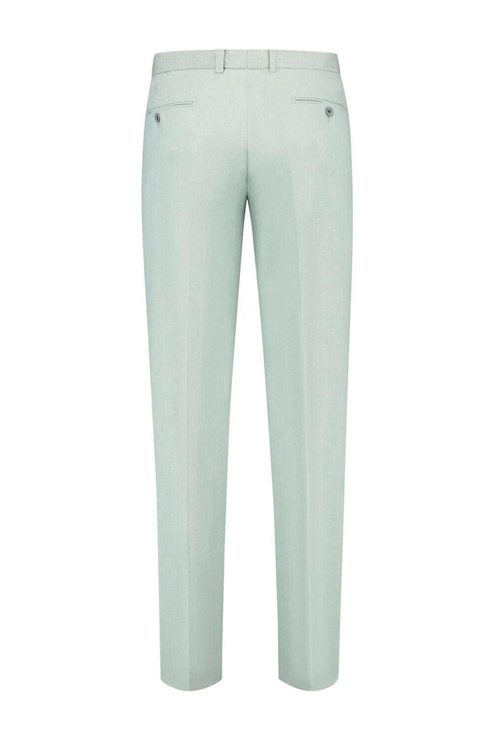 Pak 2-delig dusty groen slim-fit trousers, ideal for spring and summer, showcasing a stylish back view.