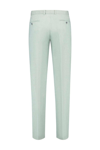 Pak 2-delig dusty groen slim-fit trousers, ideal for spring and summer, showcasing a stylish back view.