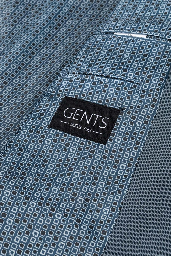 Pak 2-delig Midnight Teal label detail showing GENTS suits you design.