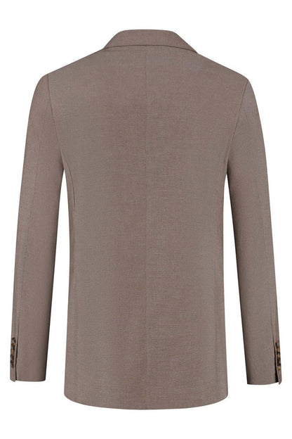 Pak 2-delig Pinhead Brown achterkant van het lange bruine pak met knoopsluiting en functionele zakken.
