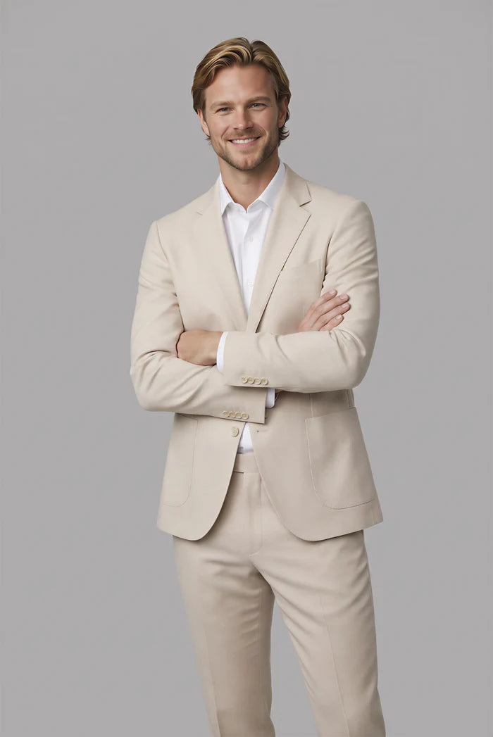 Pak 2-delig stretch beige