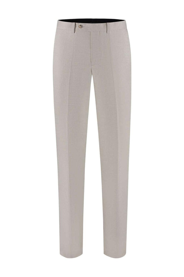 Pak 3-delig Pebble Stone, beige broek met kiezelsteen textuur en onderhoudsarme stof.
