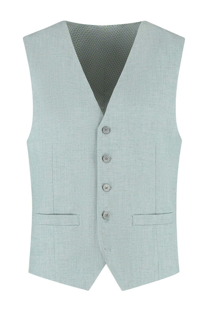Pak aquagroen 3-delig gilet met knoopsluiting en moderne pasvorm voor formele gelegenheden.